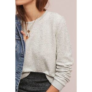 ANTHROPOLOGIE Dolan Left Coast Silver Crewneck Pullover Metallic Sweater XS